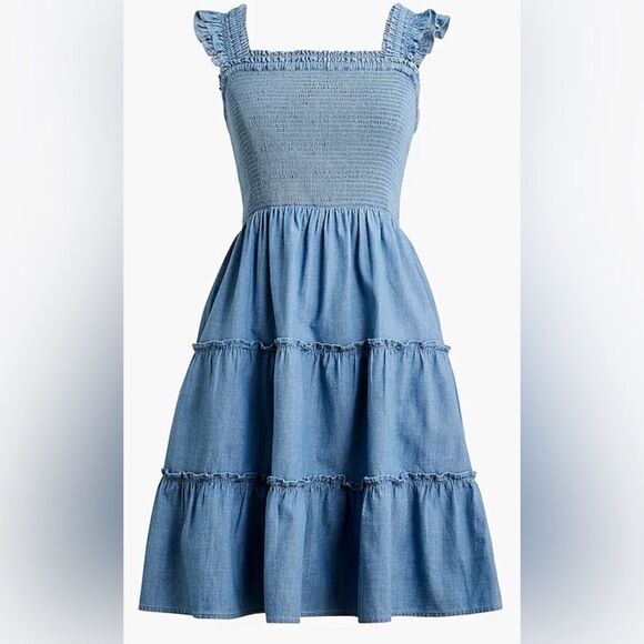 J.Crew Chambray smocked mini dress Small - Picture 1 of 11